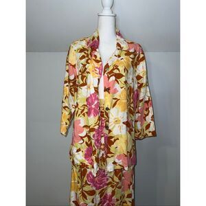 Women’s Linen Floral Set Top & Maxi Skirt L/XL